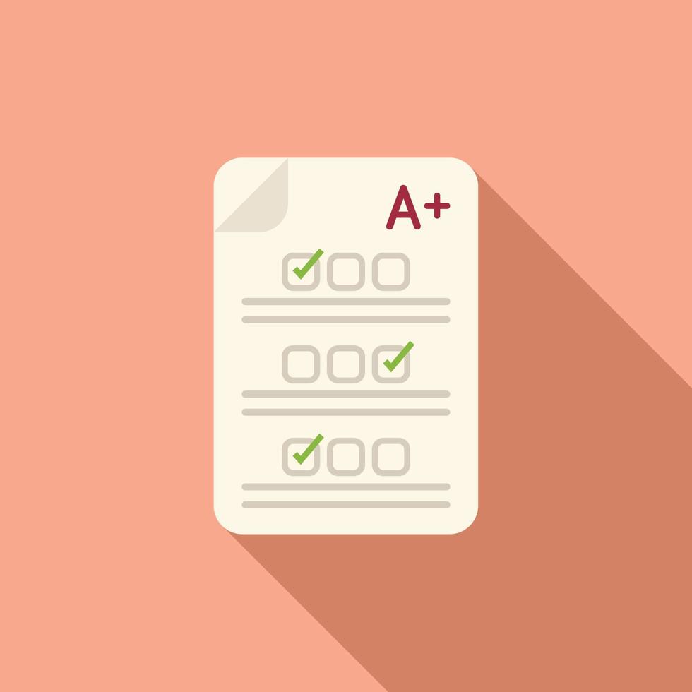 Survey test icon flat vector. School exam vector