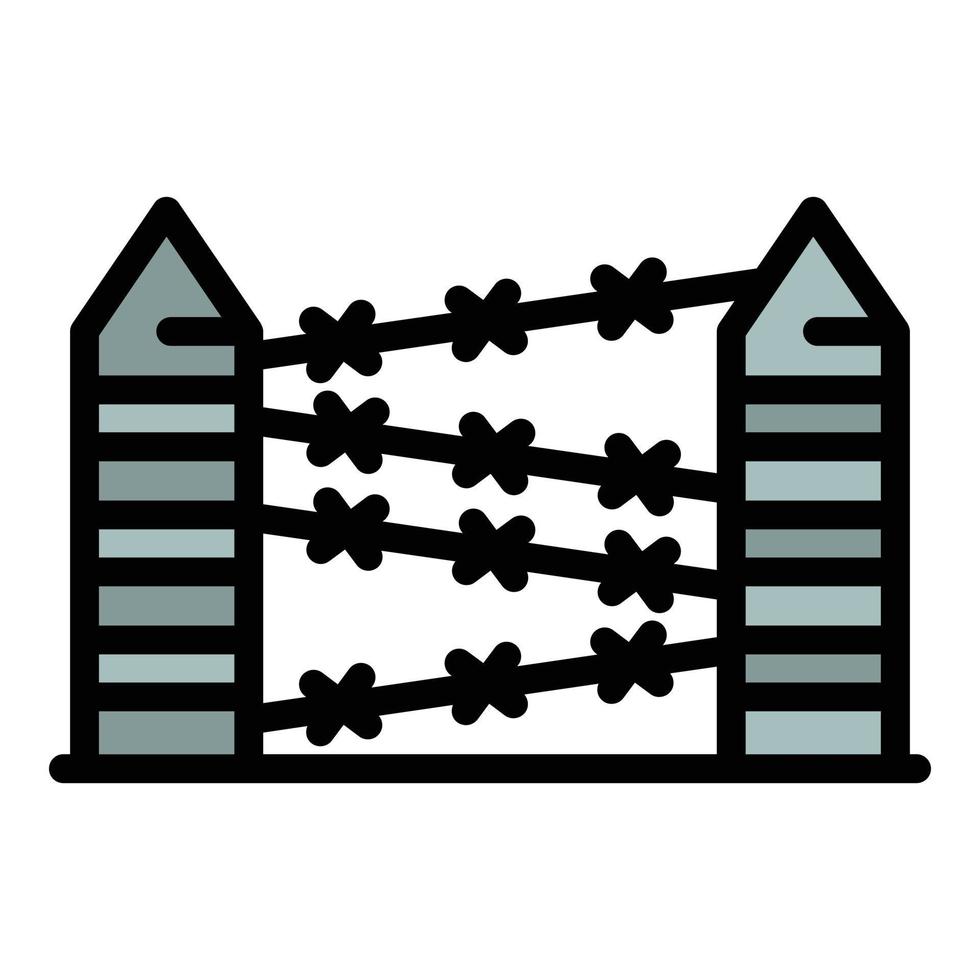 Prison fence wire icon color outline vector