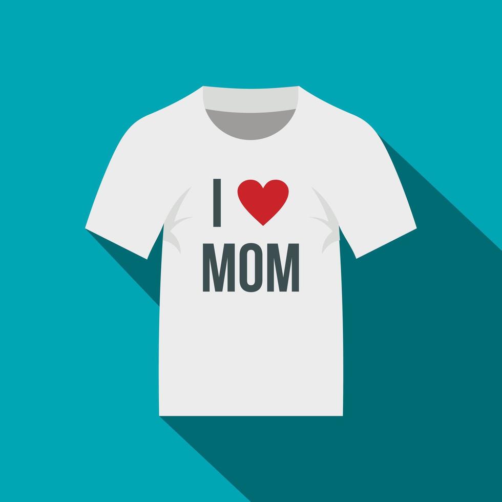 camiseta me encanta el icono de mamá, estilo plano vector