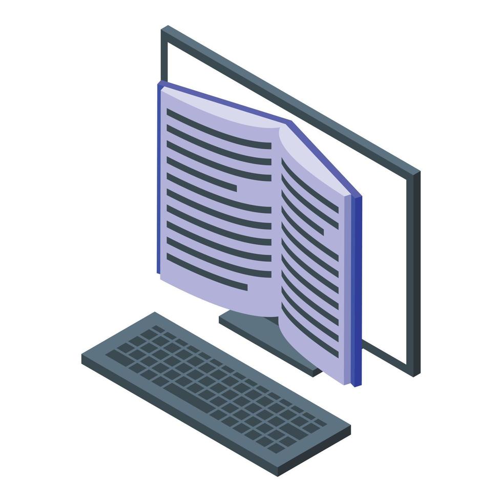 Computer online book icon isometric vector. Digital ebook vector