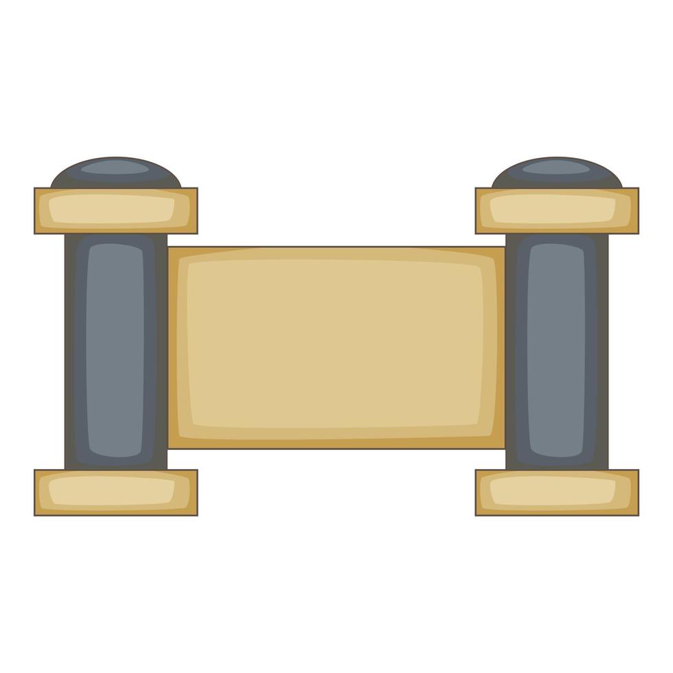Concrete fence with stone pillars icon vector