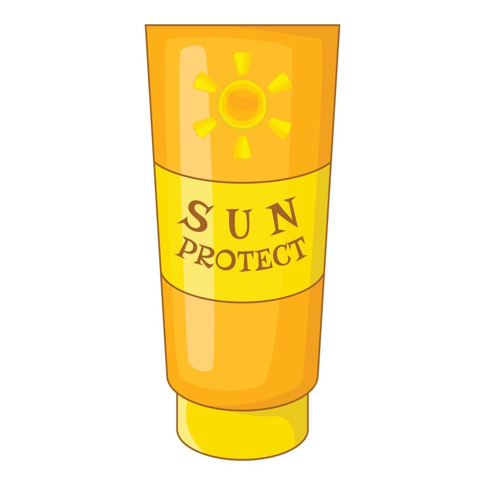 Sun lotion icon, cartoon style vector