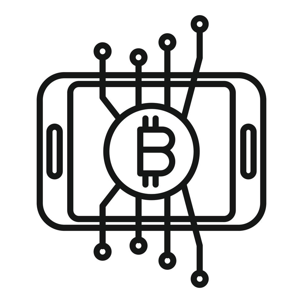 Crypto smartphone icon outline vector. Business money vector