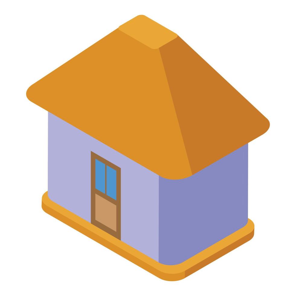 Small house icon isometric vector. Cabin bungalow vector