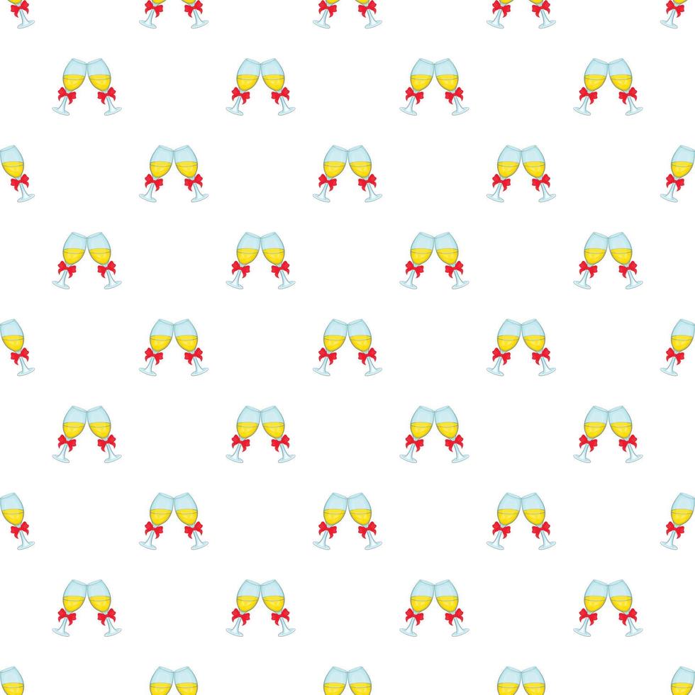 Glasses of champagne with bows pattern vector