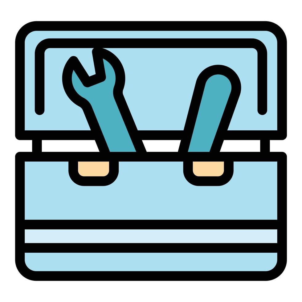 Open carpenter tool box icon color outline vector