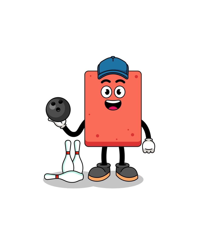 Mascot of brick as a bowling player vector