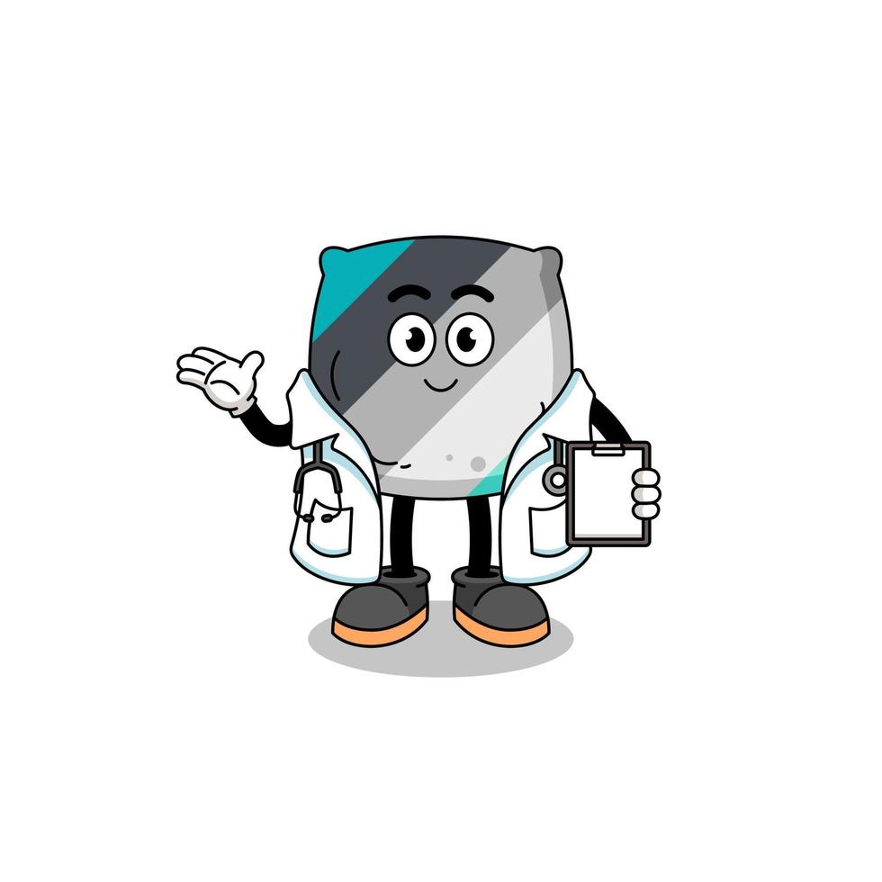Cartoon mascot of throw pillow doctor vector