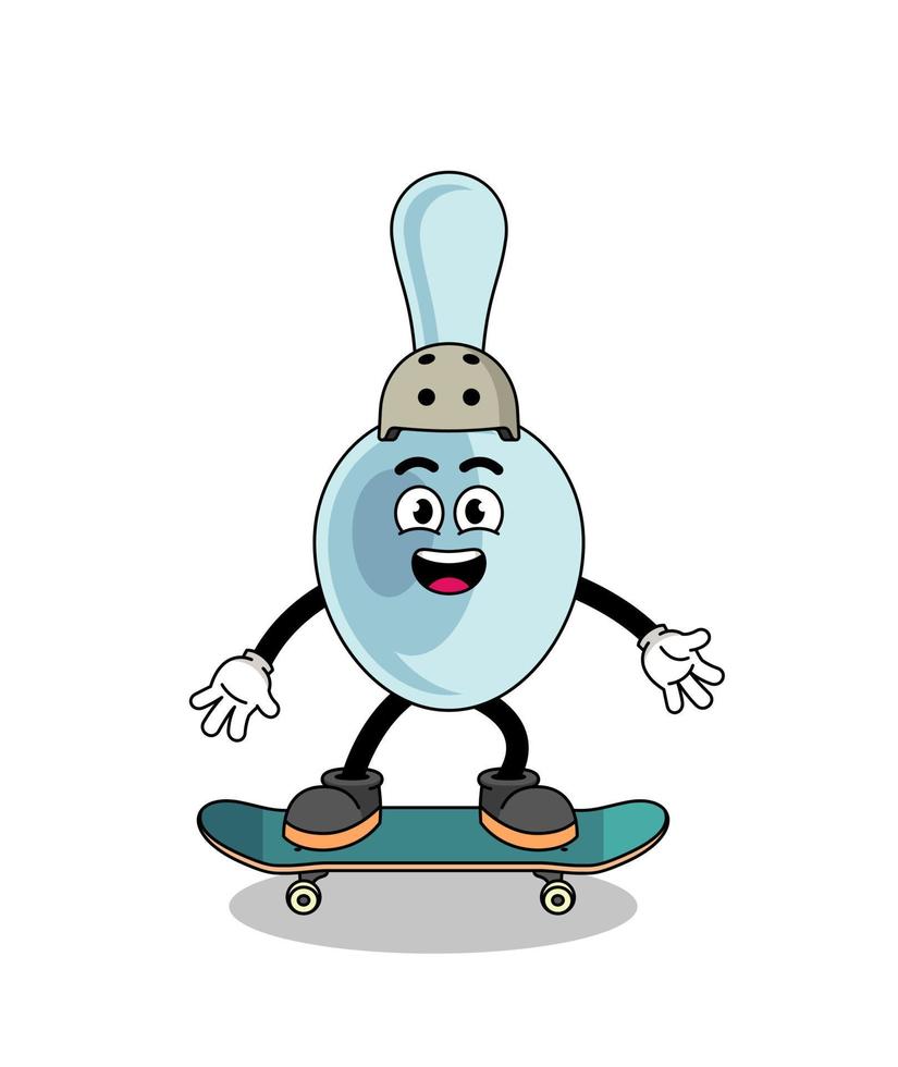 mascota de cuchara jugando una patineta vector