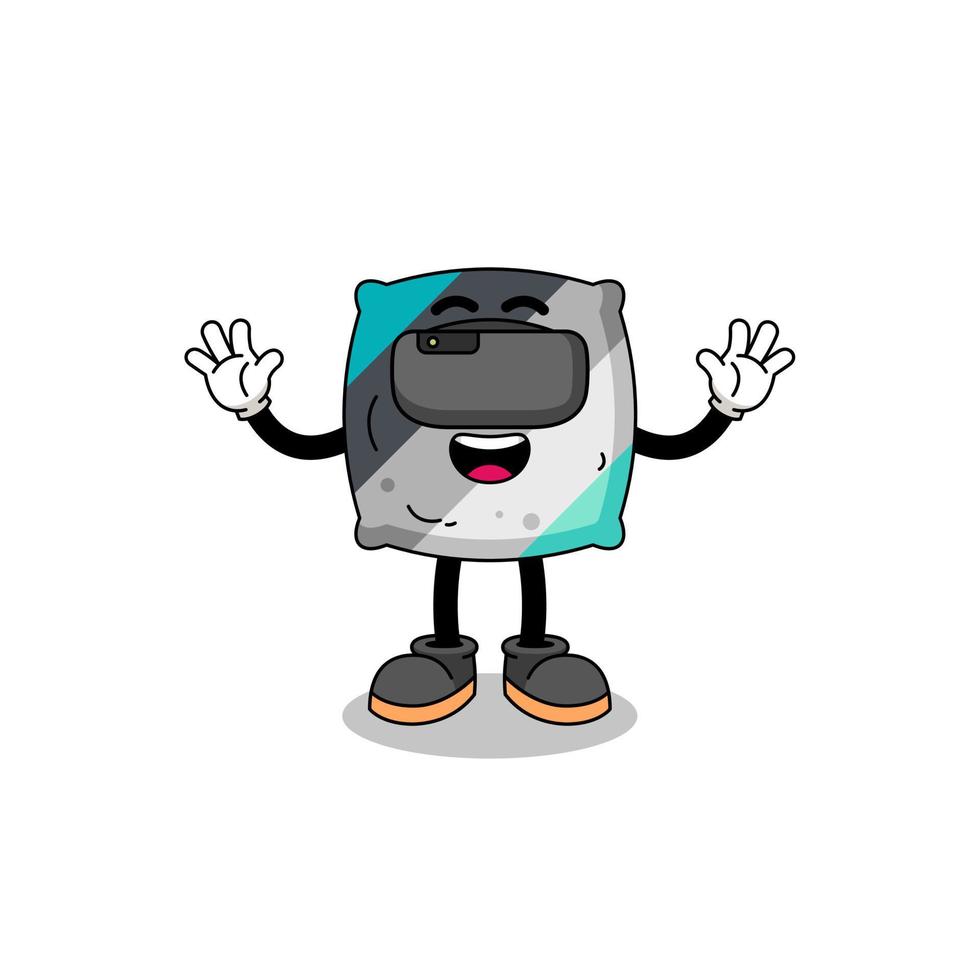 Illustration of throw pillow with a vr headset vector