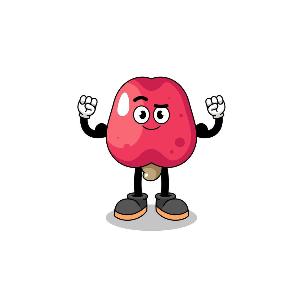 Mascot cartoon of cashew posing with muscle vector