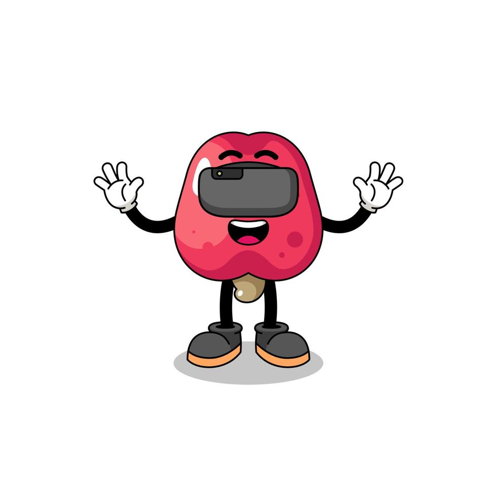 Illustration of cashew with a vr headset vector