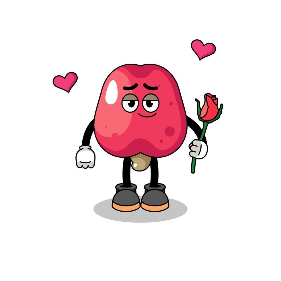 cashew mascot falling in love vector