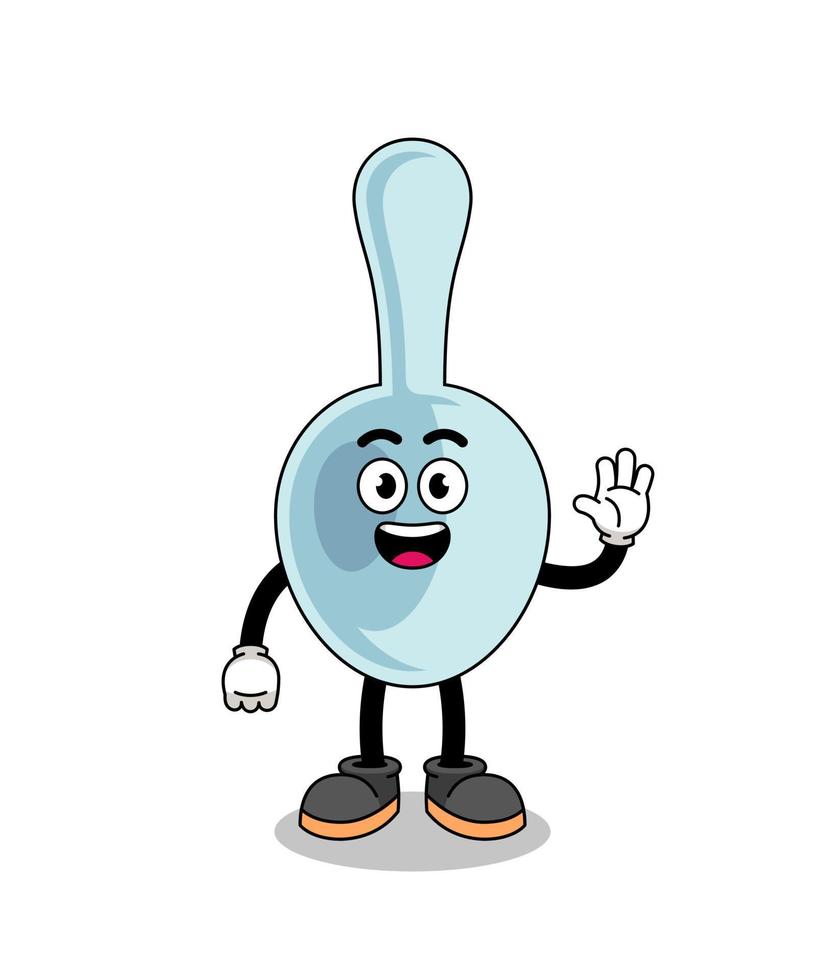 spoon cartoon doing wave hand gesture vector