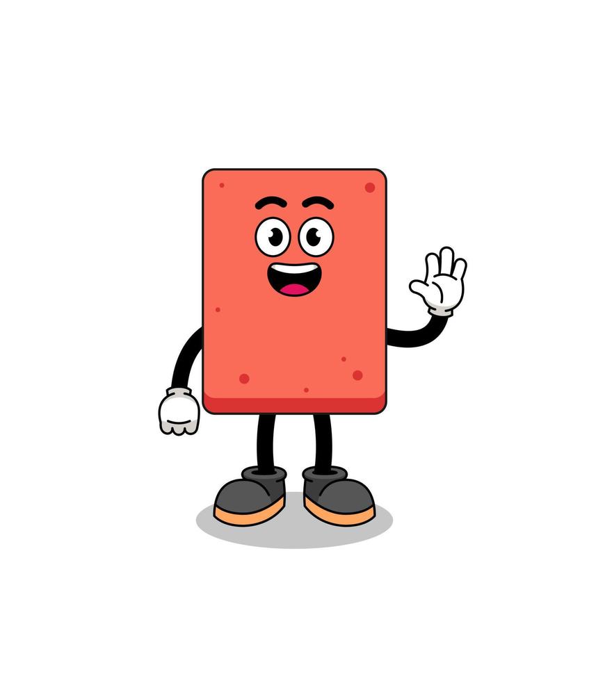 brick cartoon doing wave hand gesture vector