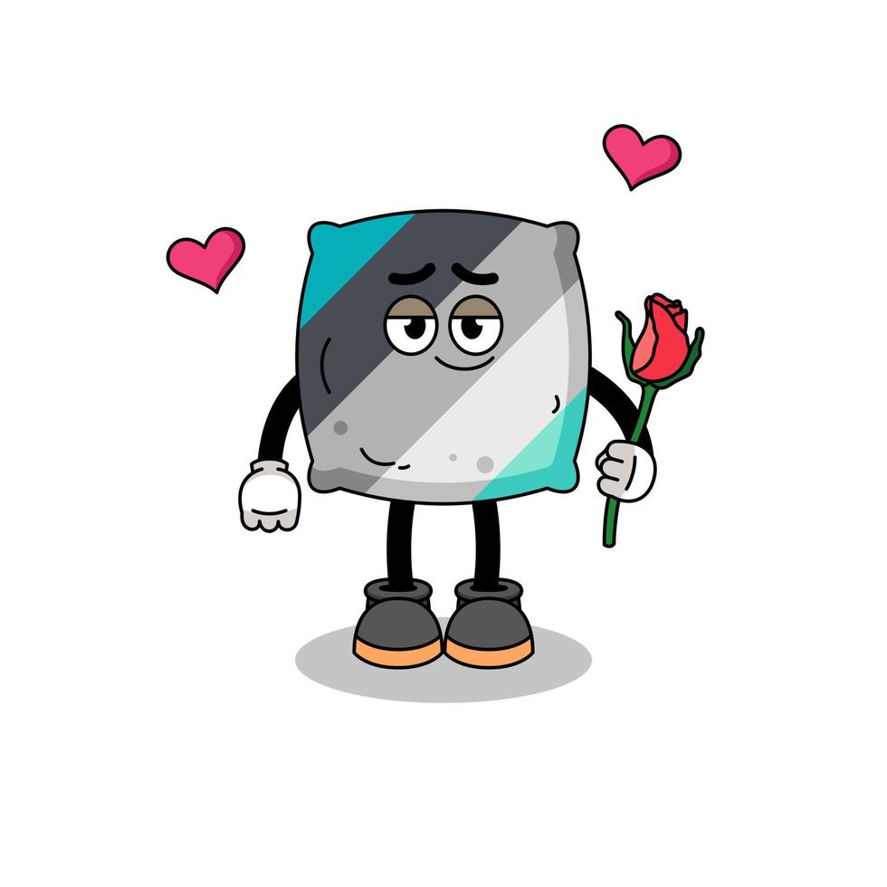 throw pillow mascot falling in love vector