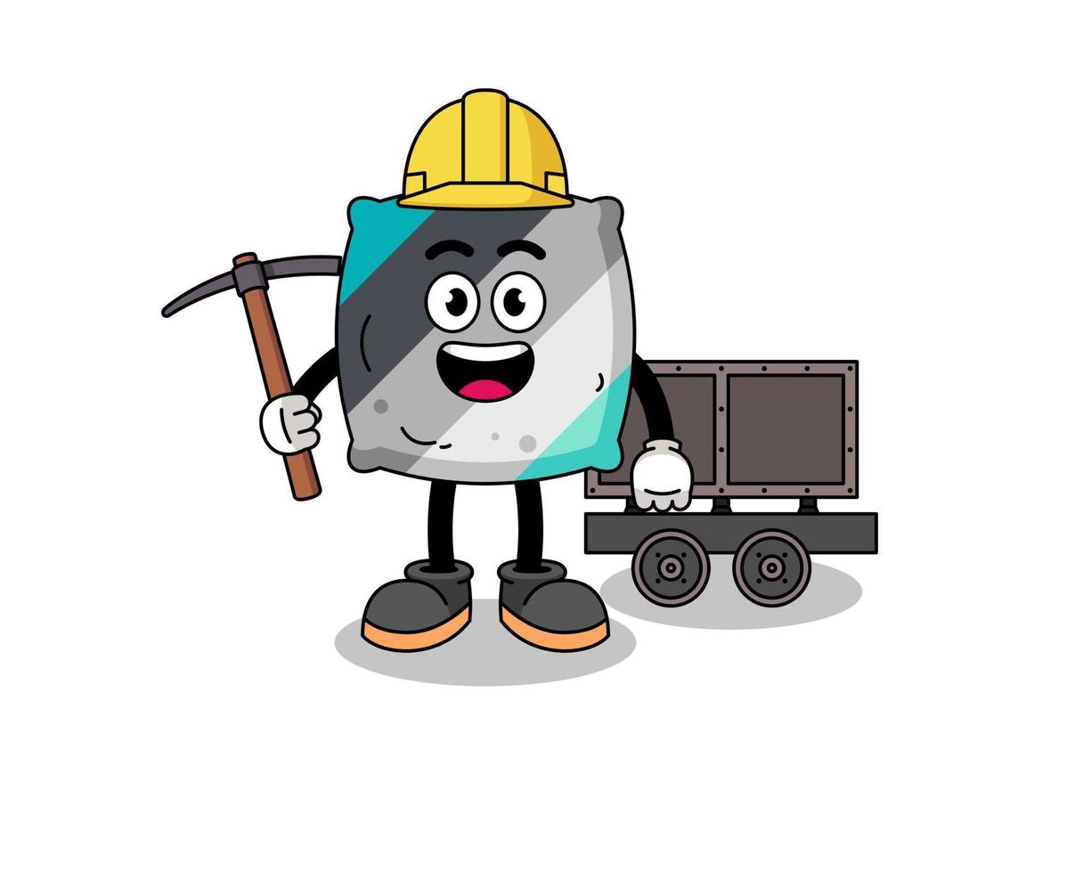 Mascot Illustration of throw pillow miner vector