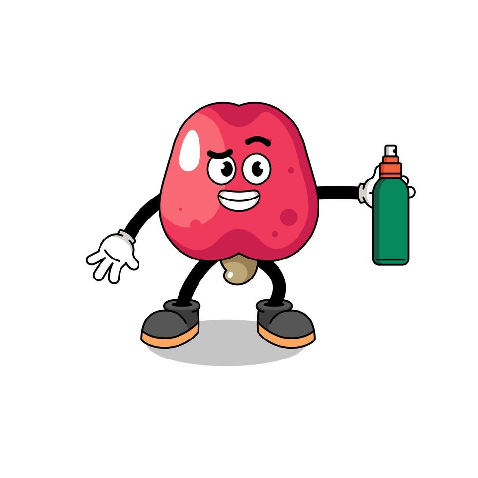 cashew illustration cartoon holding mosquito repellent vector