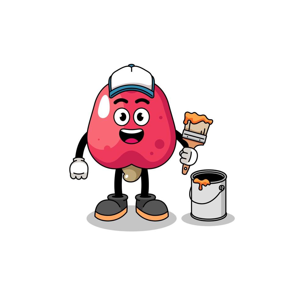 Character mascot of cashew as a painter vector