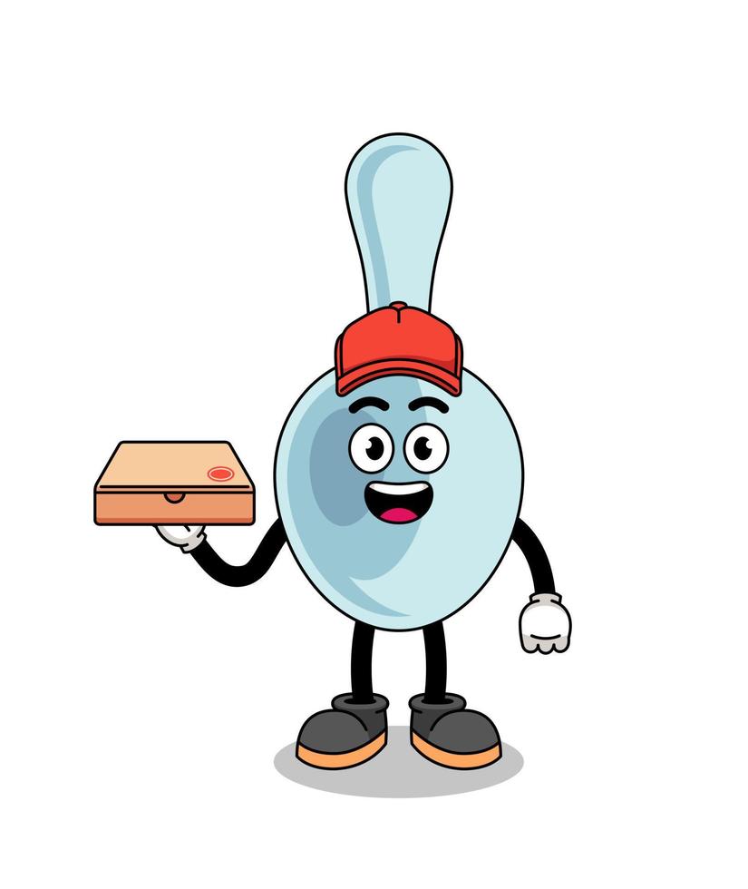 spoon illustration as a pizza deliveryman vector