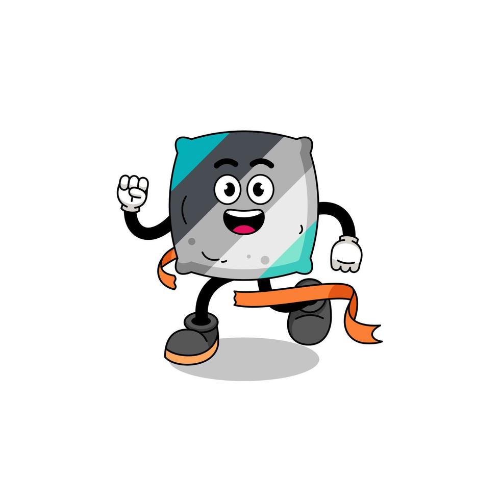 Mascot cartoon of throw pillow running on finish line vector
