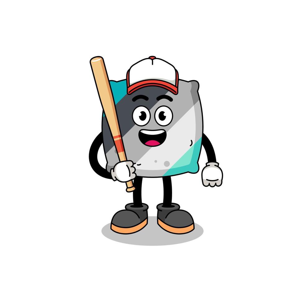 throw pillow mascot cartoon as a baseball player vector