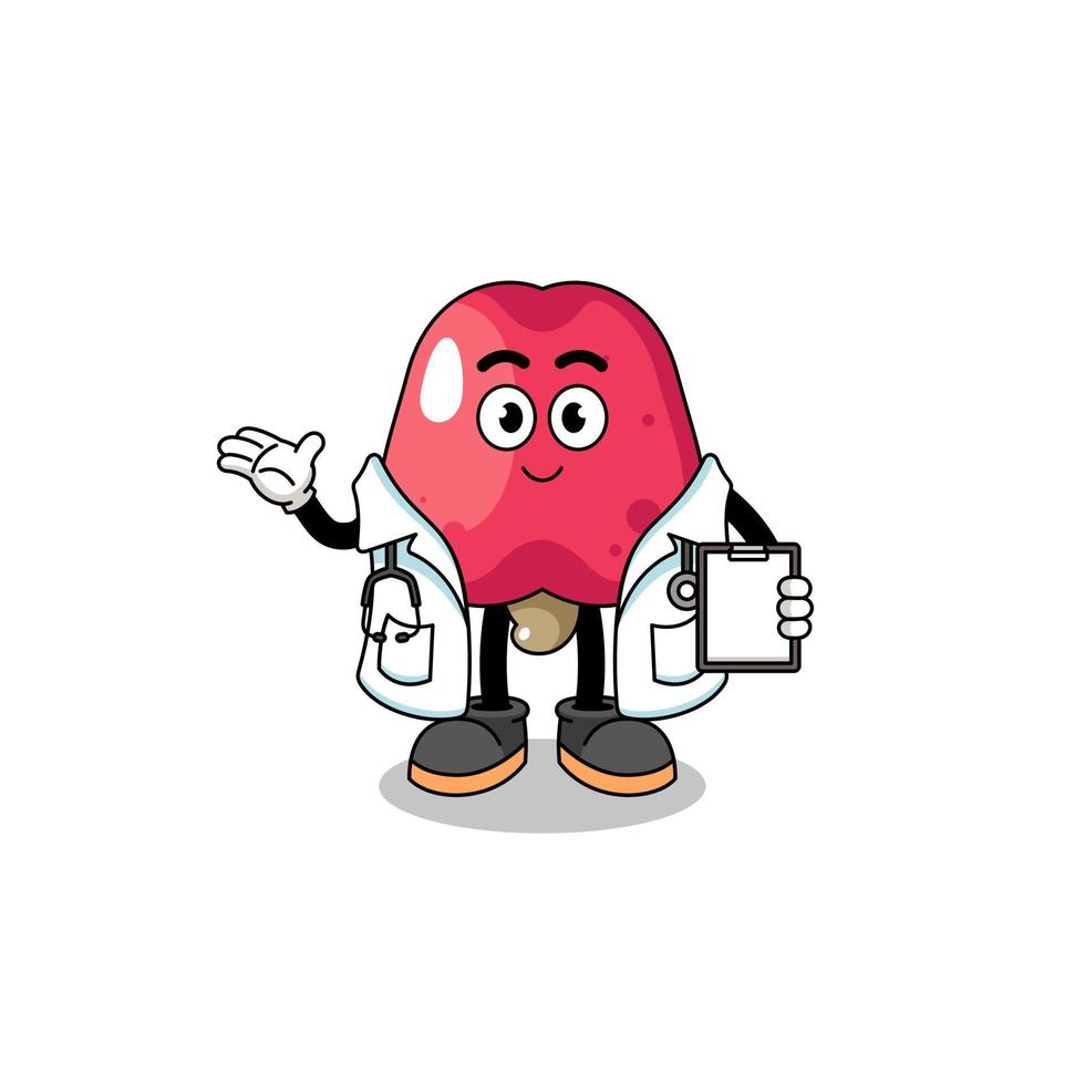 Cartoon mascot of cashew doctor vector