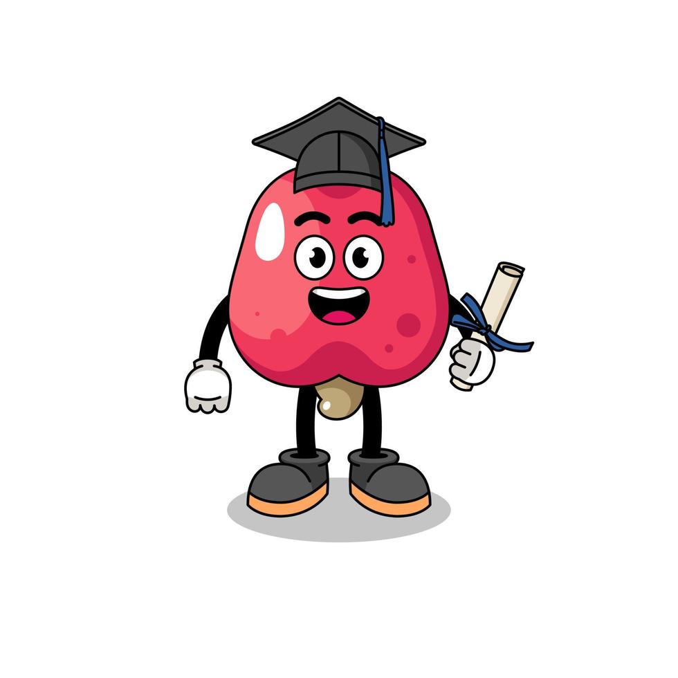 cashew mascot with graduation pose vector