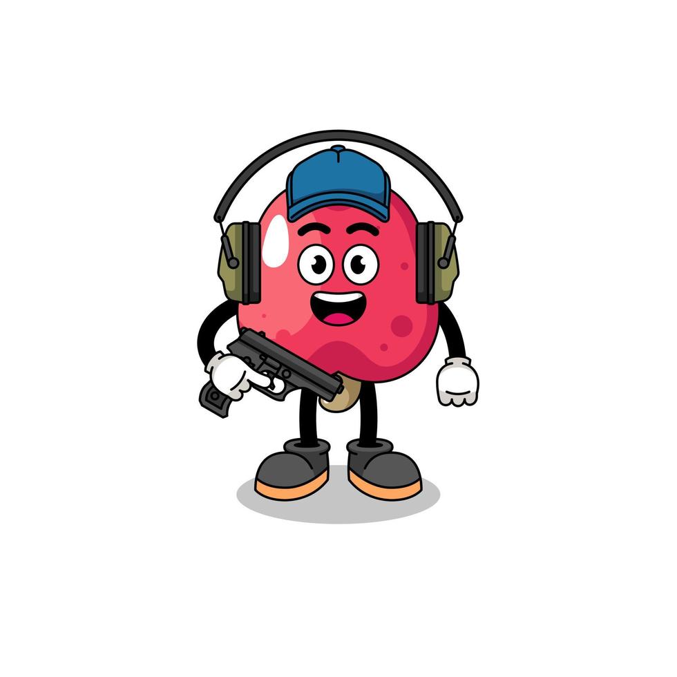 Character mascot of cashew doing shooting range vector