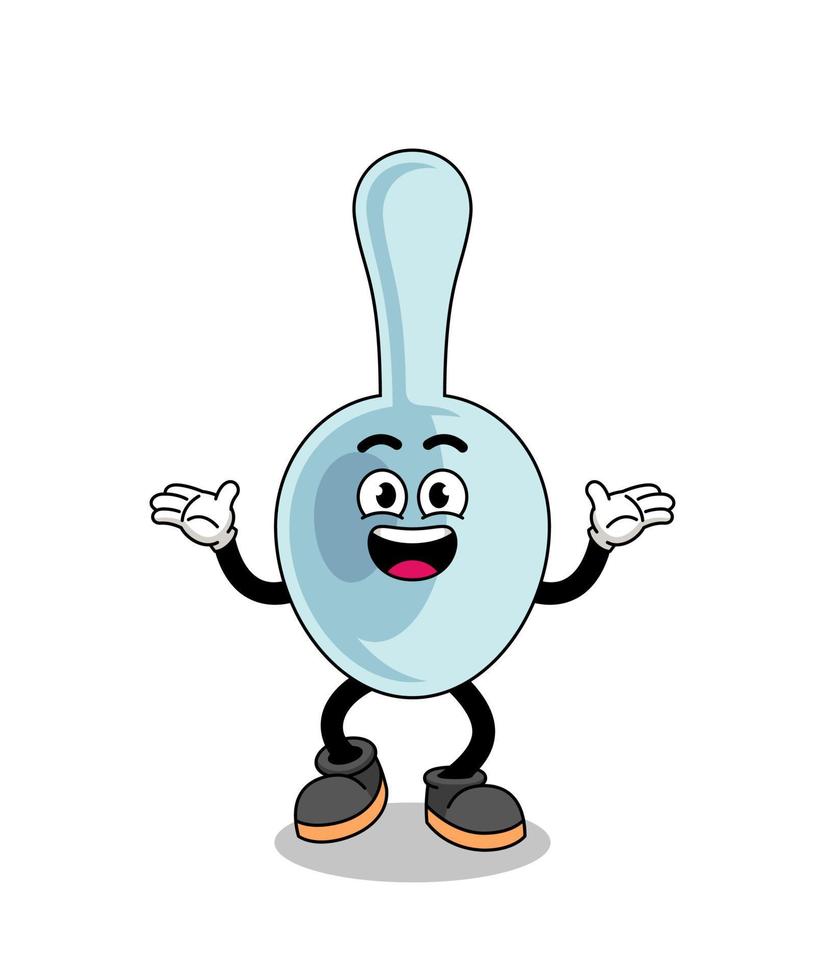 spoon cartoon searching with happy gesture vector