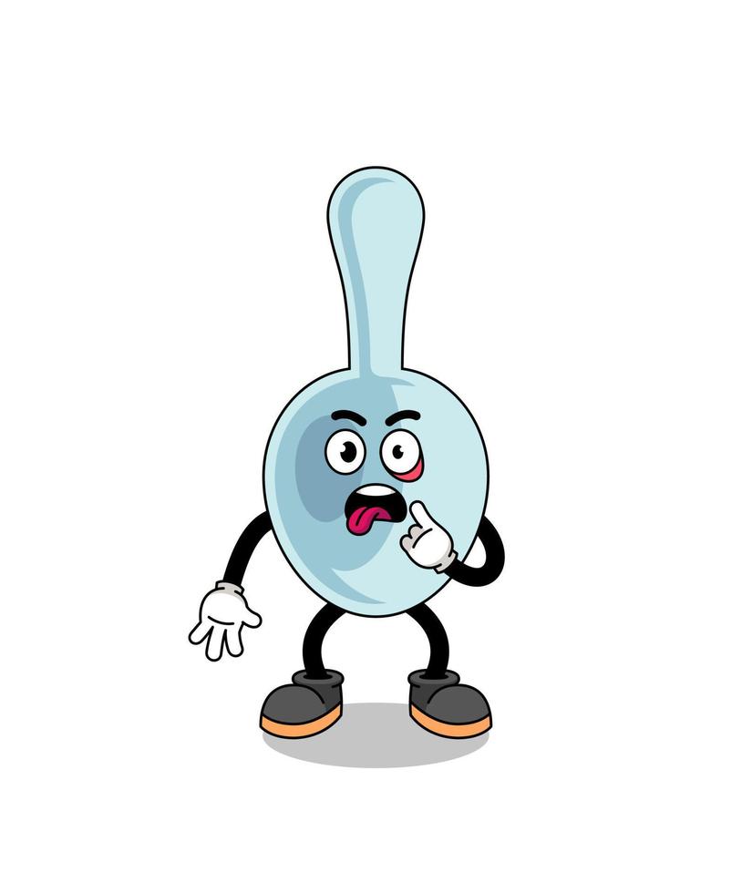Character Illustration of spoon with tongue sticking out vector