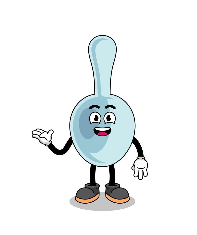 spoon cartoon with welcome pose vector