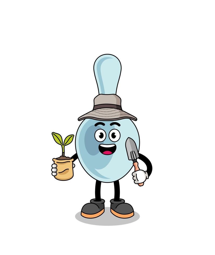 Illustration of spoon cartoon holding a plant seed vector