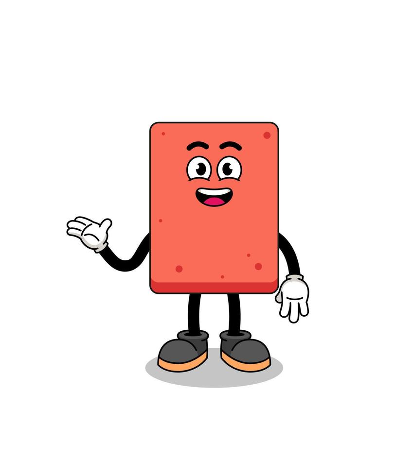 brick cartoon with welcome pose vector