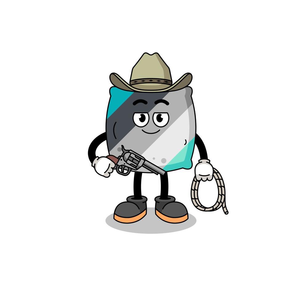 Character mascot of throw pillow as a cowboy vector