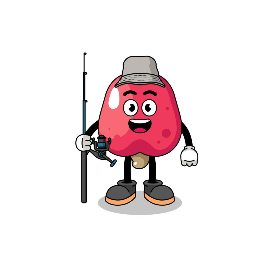 Mascot Illustration of cashew fisherman vector