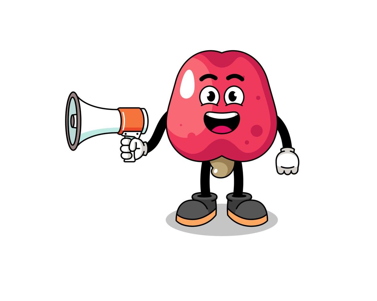 cashew cartoon illustration holding megaphone vector