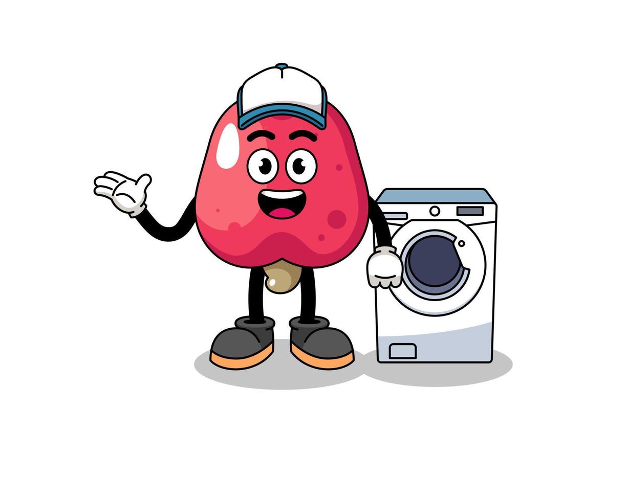 cashew illustration as a laundry man vector