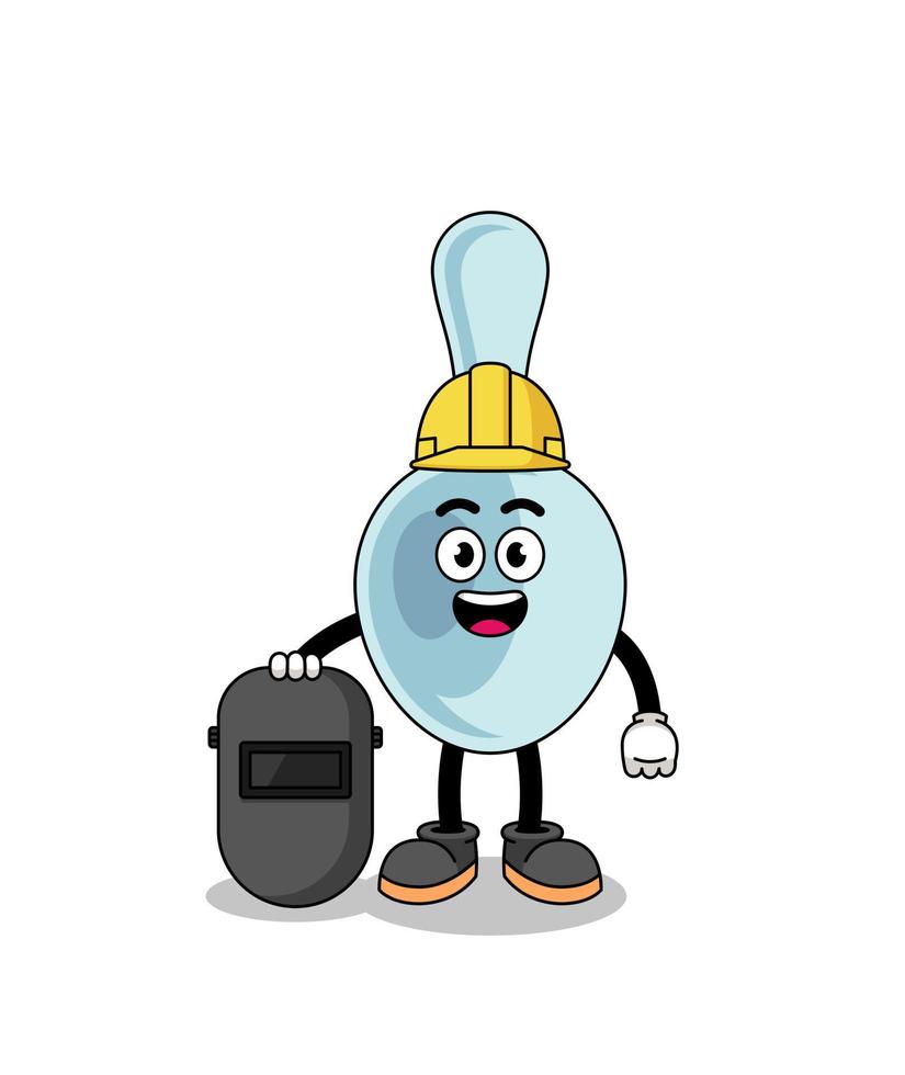 Mascot of spoon as a welder vector