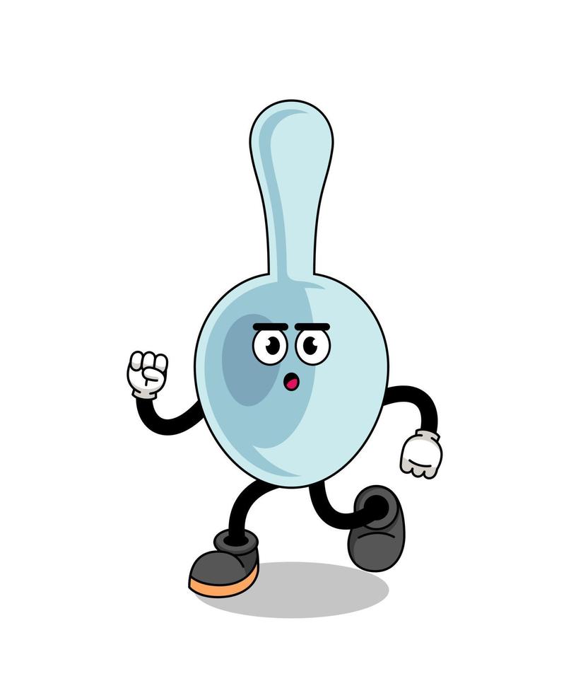 running spoon mascot illustration vector