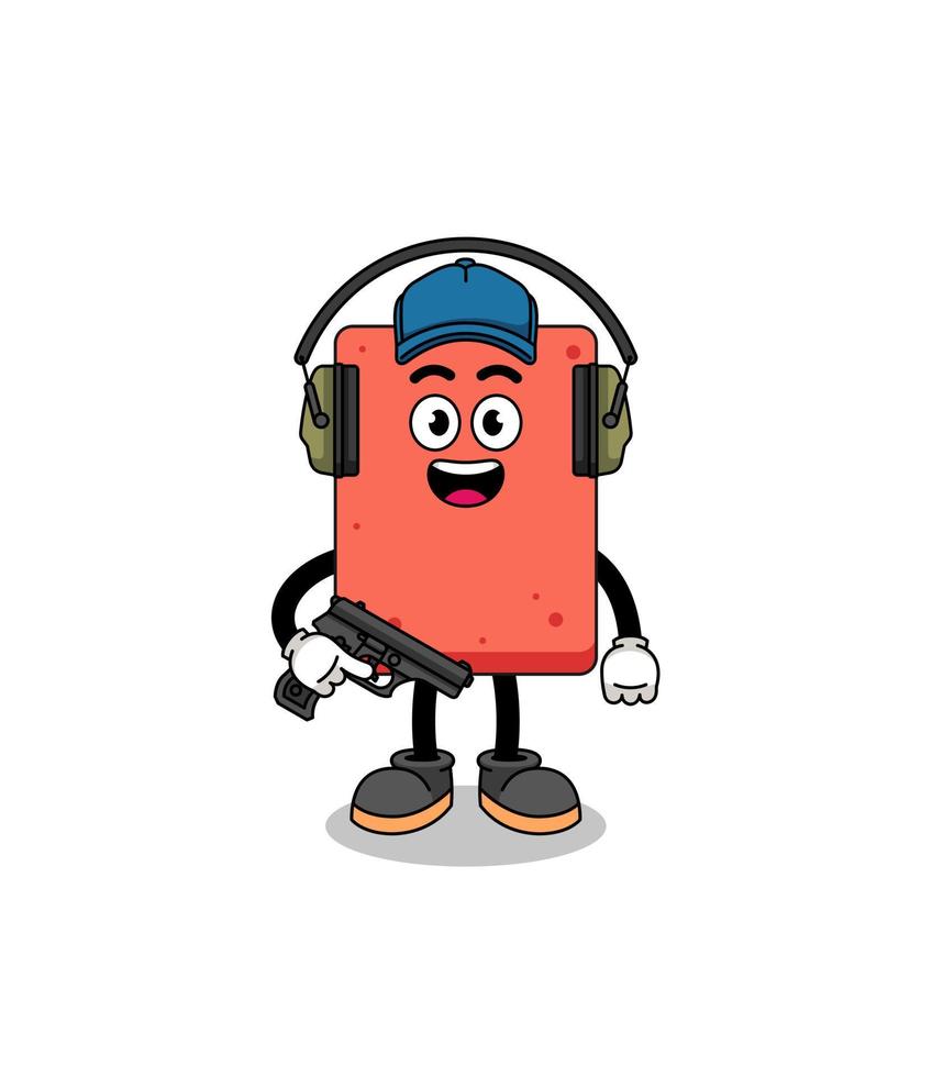 Character mascot of brick doing shooting range vector