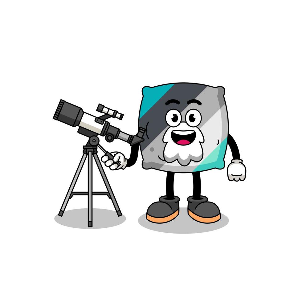 Illustration of throw pillow mascot as an astronomer vector