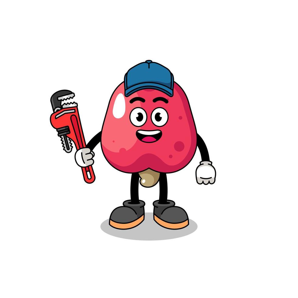 cashew illustration cartoon as a plumber vector