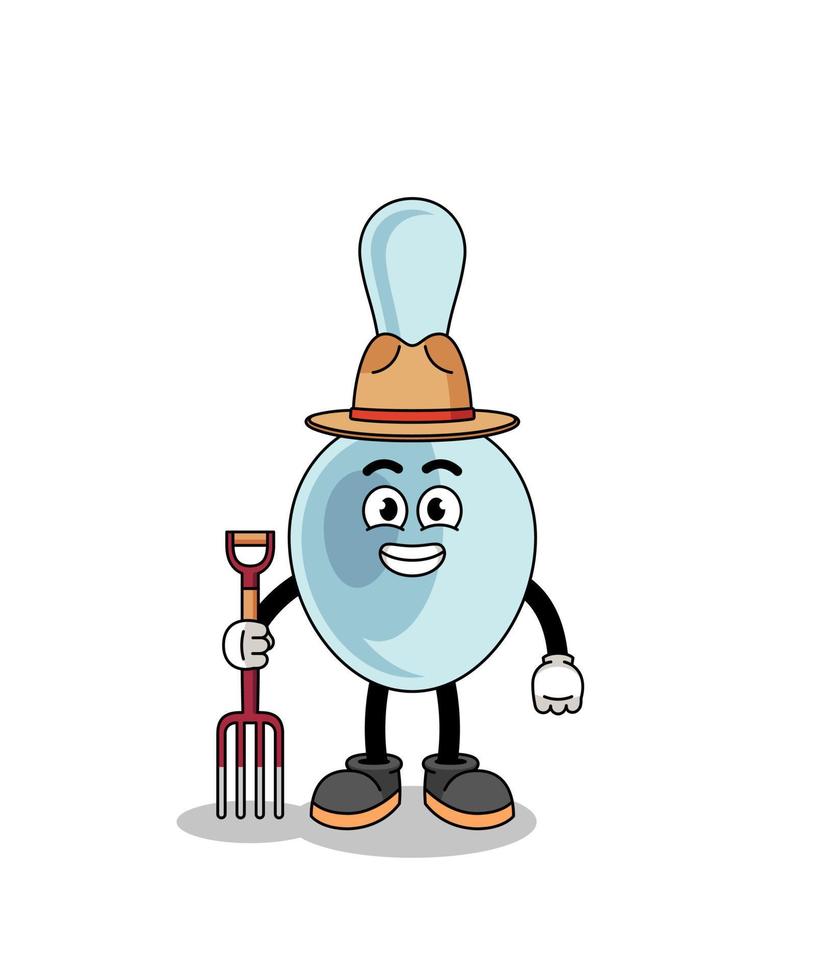 Cartoon mascot of spoon farmer vector