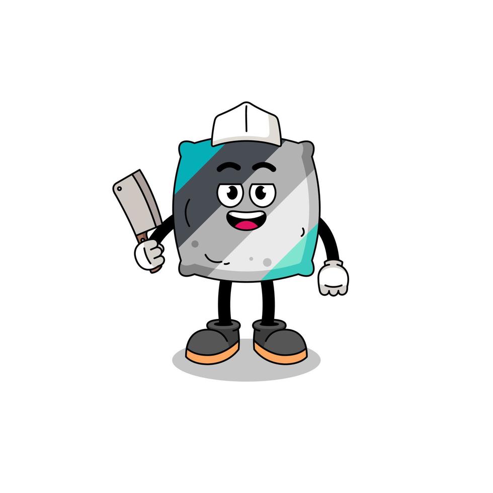 Mascot of throw pillow as a butcher vector