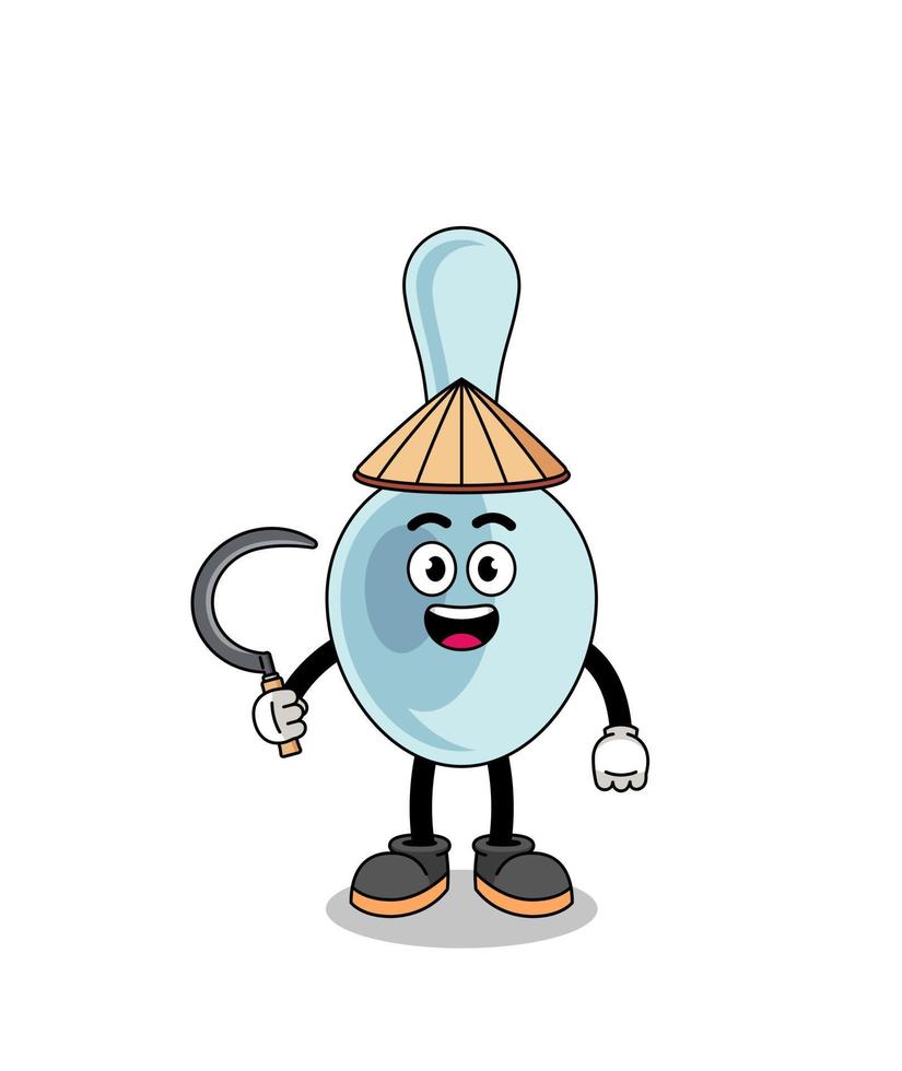 Illustration of spoon as an asian farmer vector