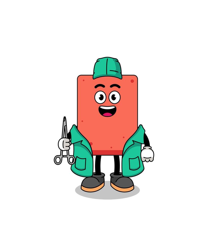 Illustration of brick mascot as a surgeon vector