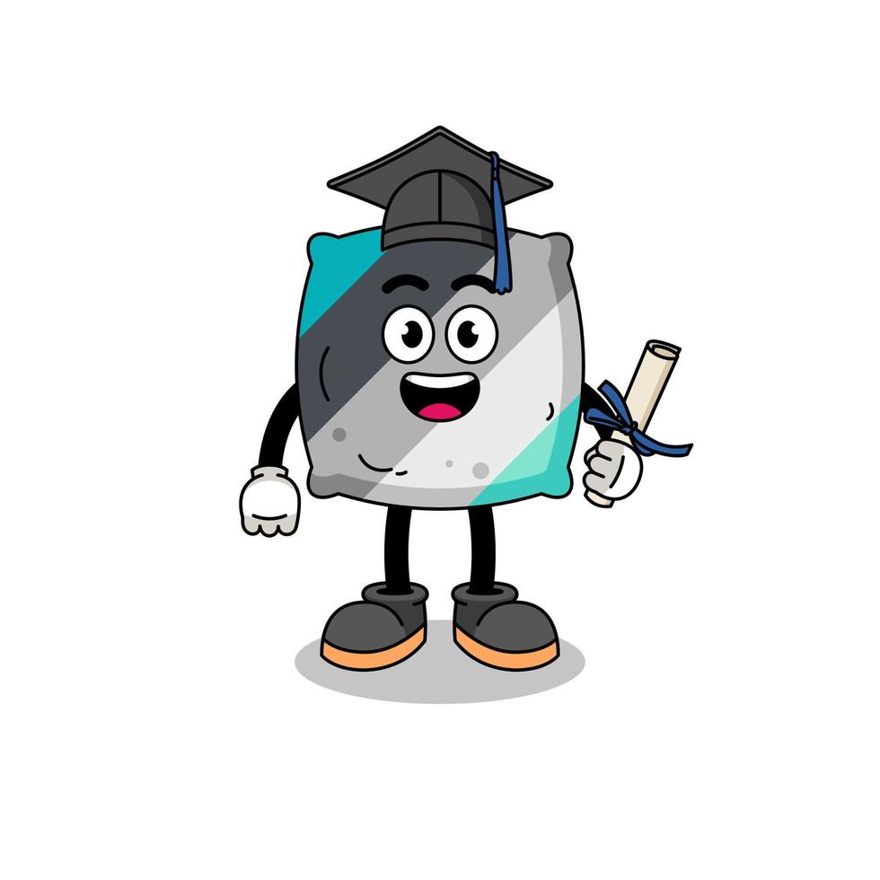 throw pillow mascot with graduation pose vector