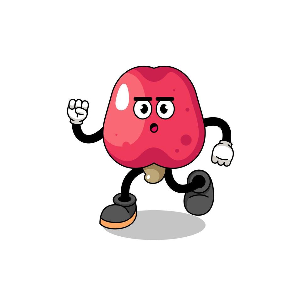 running cashew mascot illustration vector