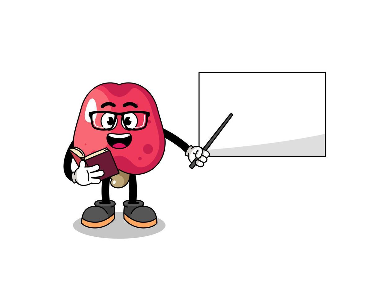 Mascot cartoon of cashew teacher vector